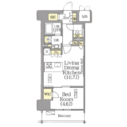 1ldkの間取りの画像