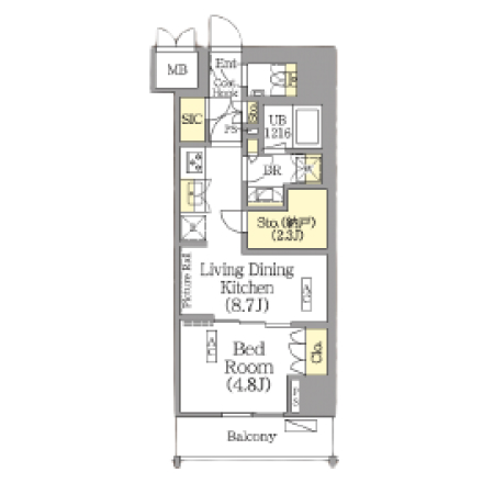 1ldkの間取りの画像