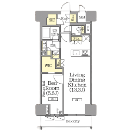1ldkの間取りの画像