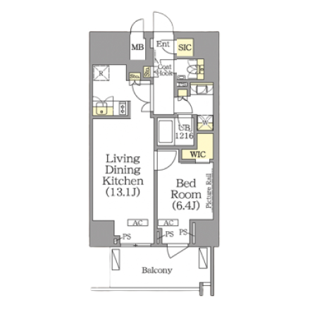 1ldkの間取りの画像