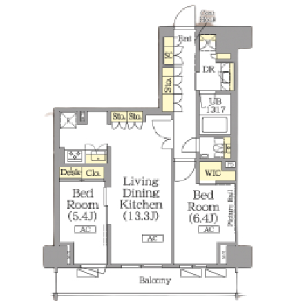 2ldkの間取りの画像